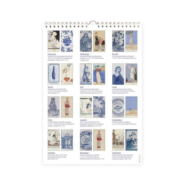 Verjaardagskalender 'Dutch Blue' collages Rijksmuseum A4
