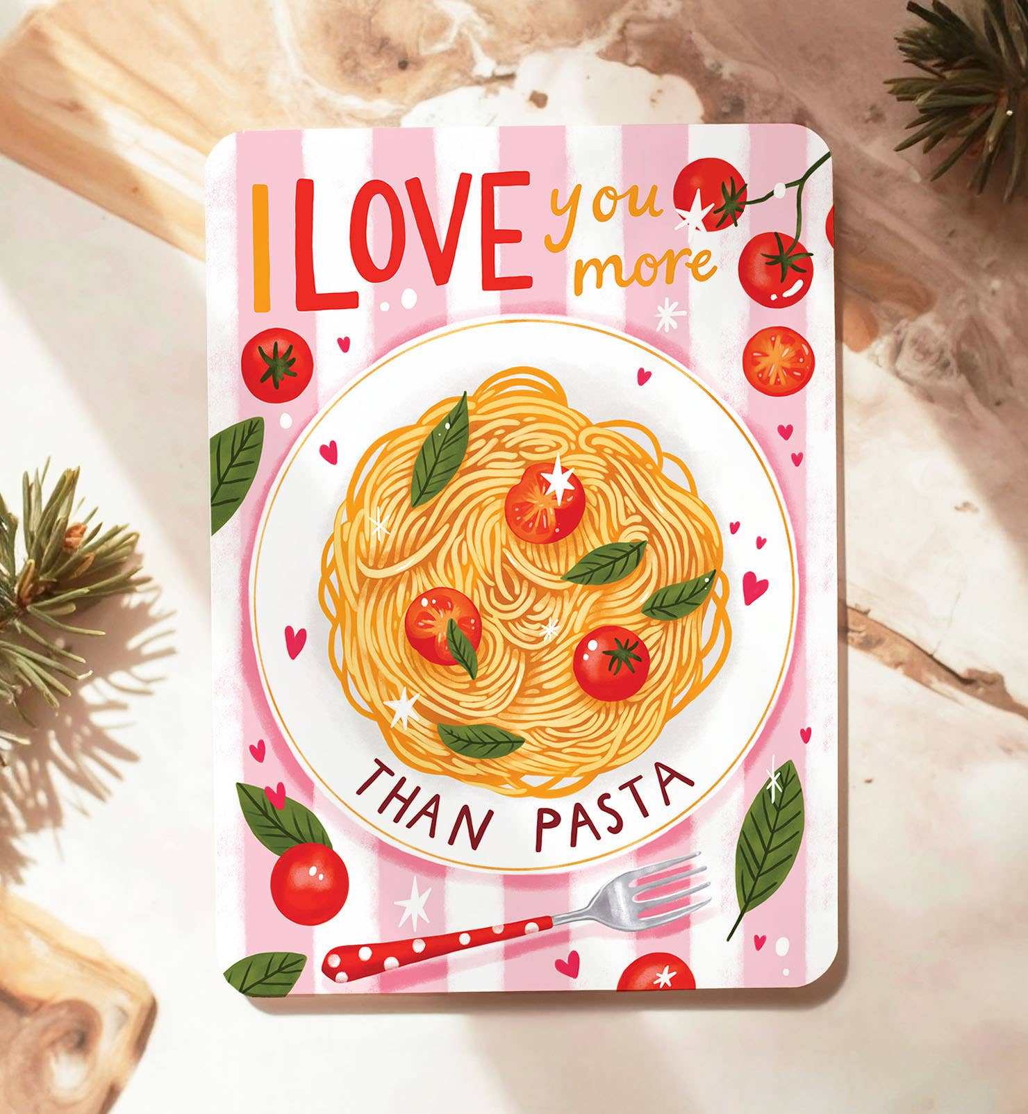 Kaart liefde valentijn I love you pasta grappig ansichtkaart