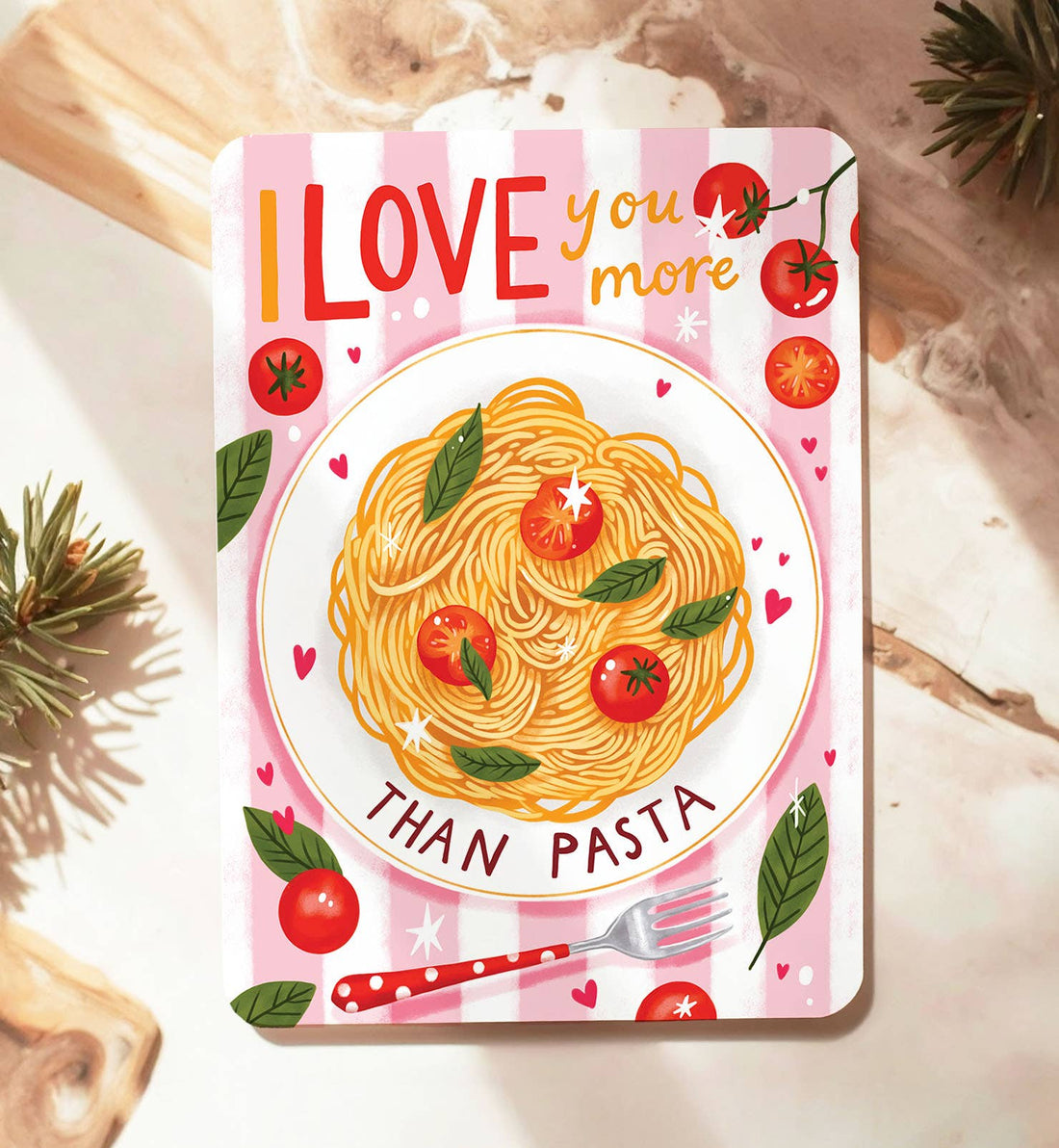Kaart liefde valentijn I love you pasta grappig ansichtkaart