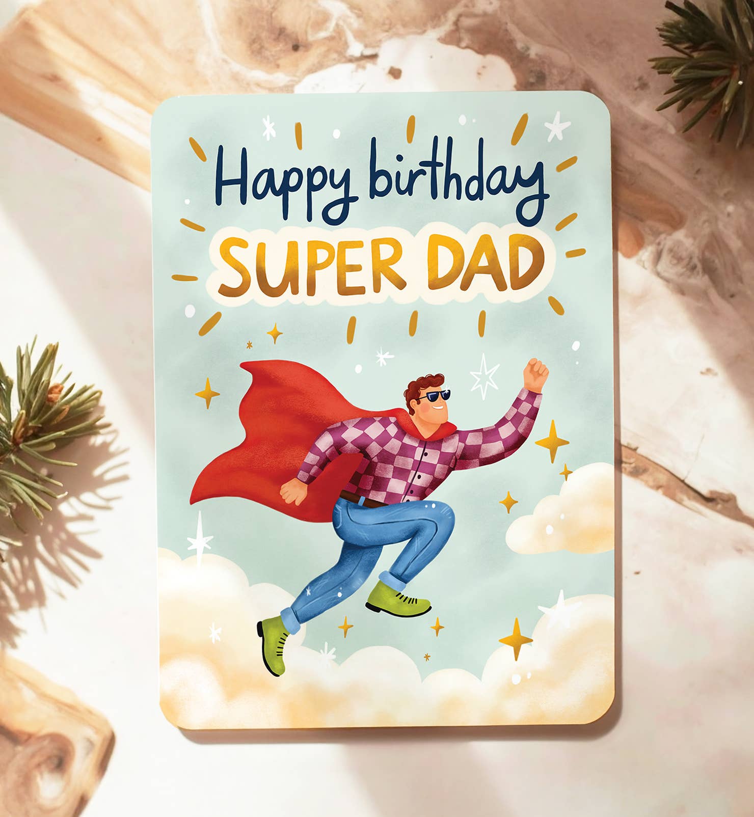 Kaart verjaardag vader held felicitatie man ansichtkaart