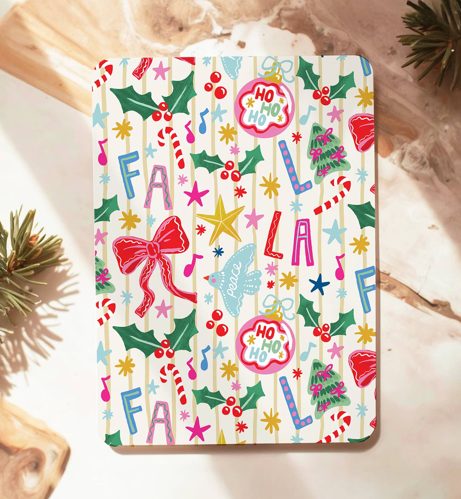 Kaart Kerstkaart Fa La La kerst ornament vogel| Kaart Aniet Illustration