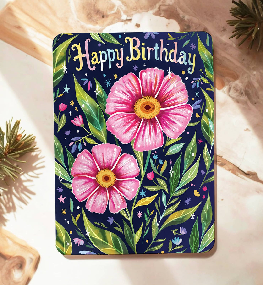Kaart bloemen felicitatie verjaardag botanisch ansichtkaart