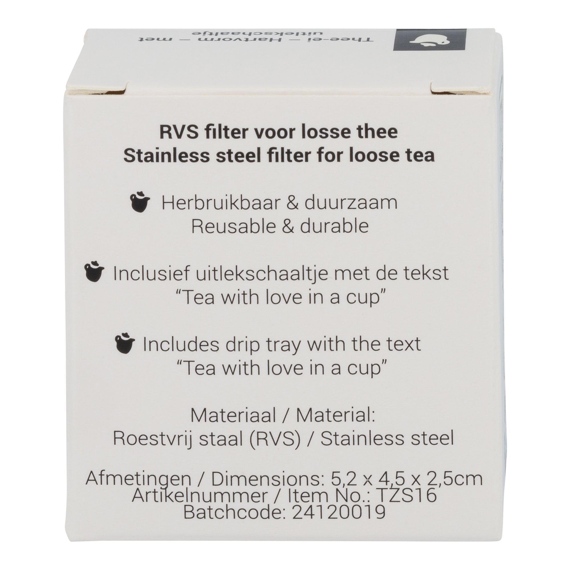 Thee-ei - Hartvorm met uitlekschaaltje - in verpakking