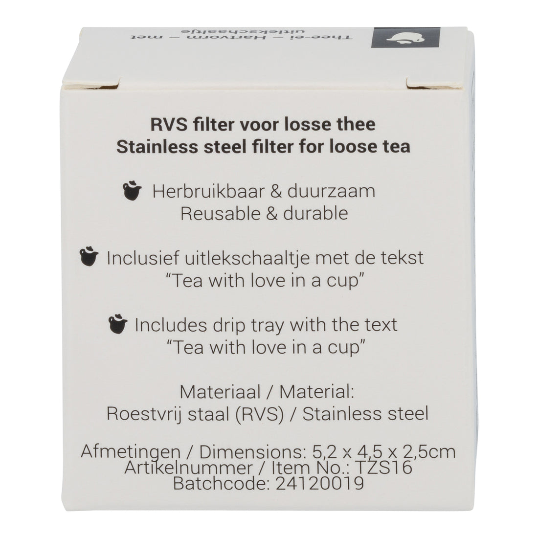 Thee-ei - Hartvorm met uitlekschaaltje - in verpakking