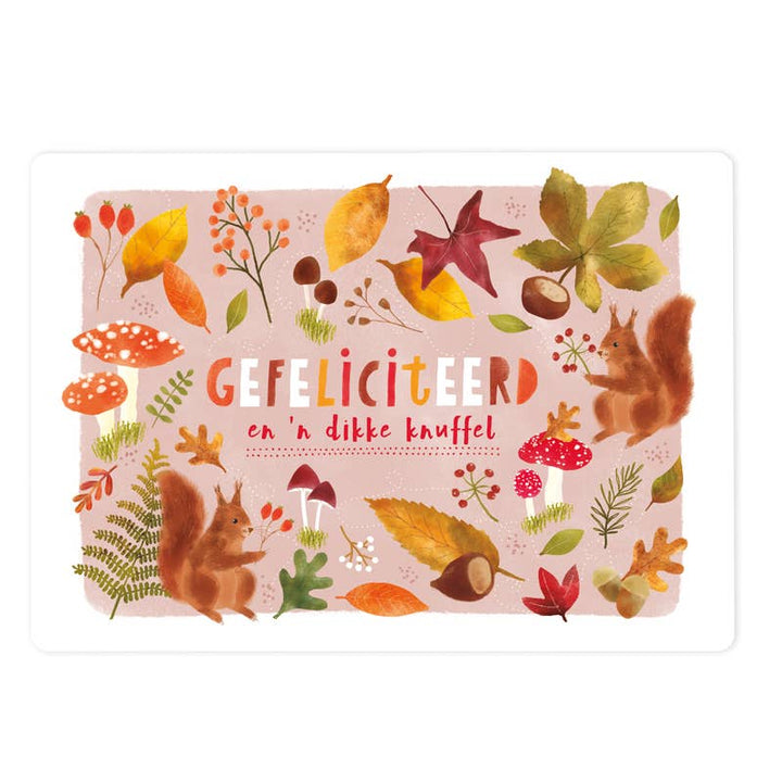 Kaart herfst gefeliciteerd en 'n dikke knuffel | Kaart The Lemonbird