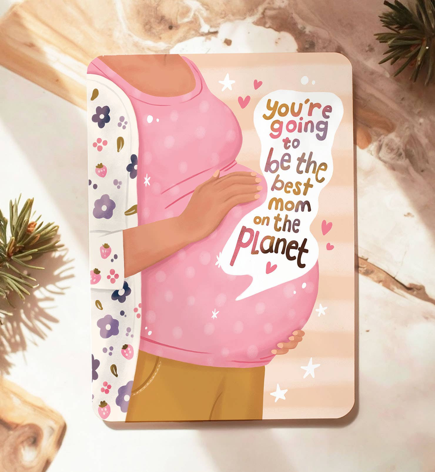 Kaart felicitatie zwanger baby buik moeder ansichtkaart