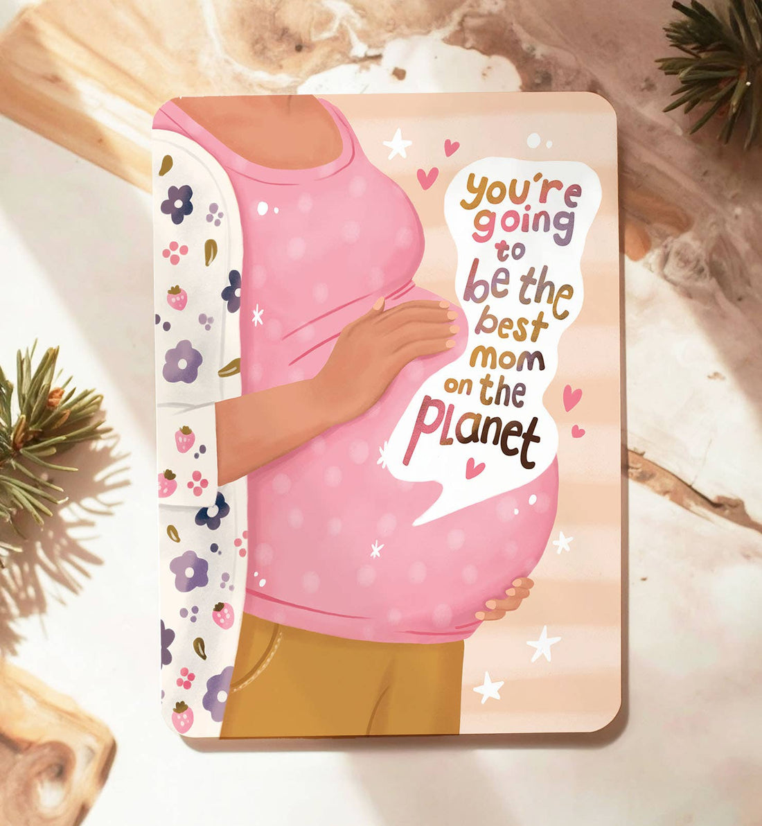 Kaart felicitatie zwanger baby buik moeder ansichtkaart