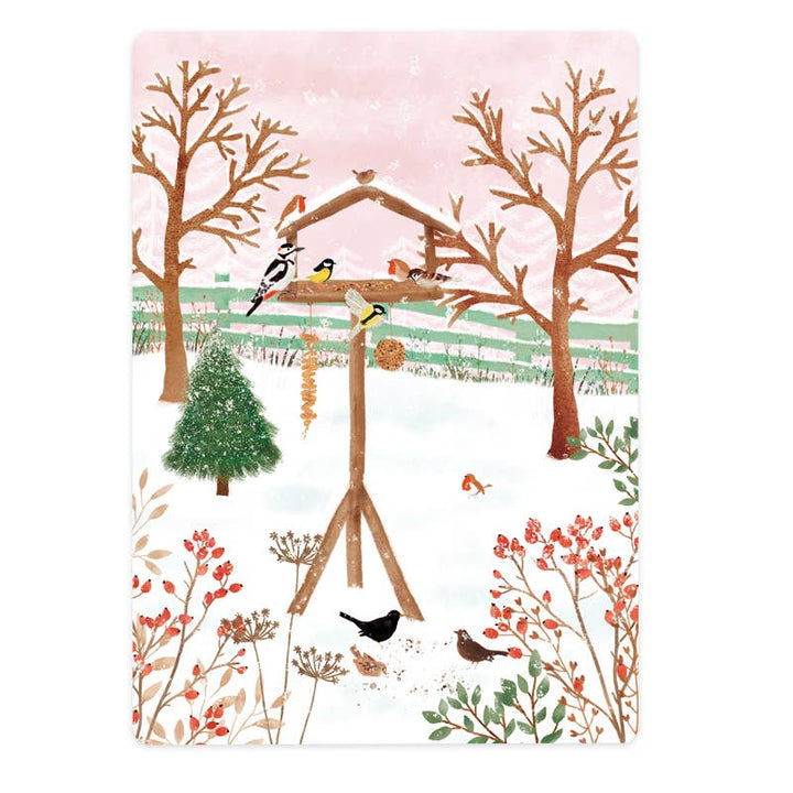 Kaart winter / kerst vogelvoederhuisje in de sneeuw | Kaart The Lemonbird