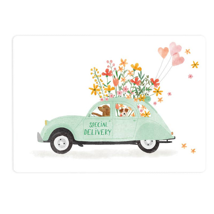 Kaart Deux Chevaux met honden en bloemen 'special delivery' | Kaart The Lemonbird