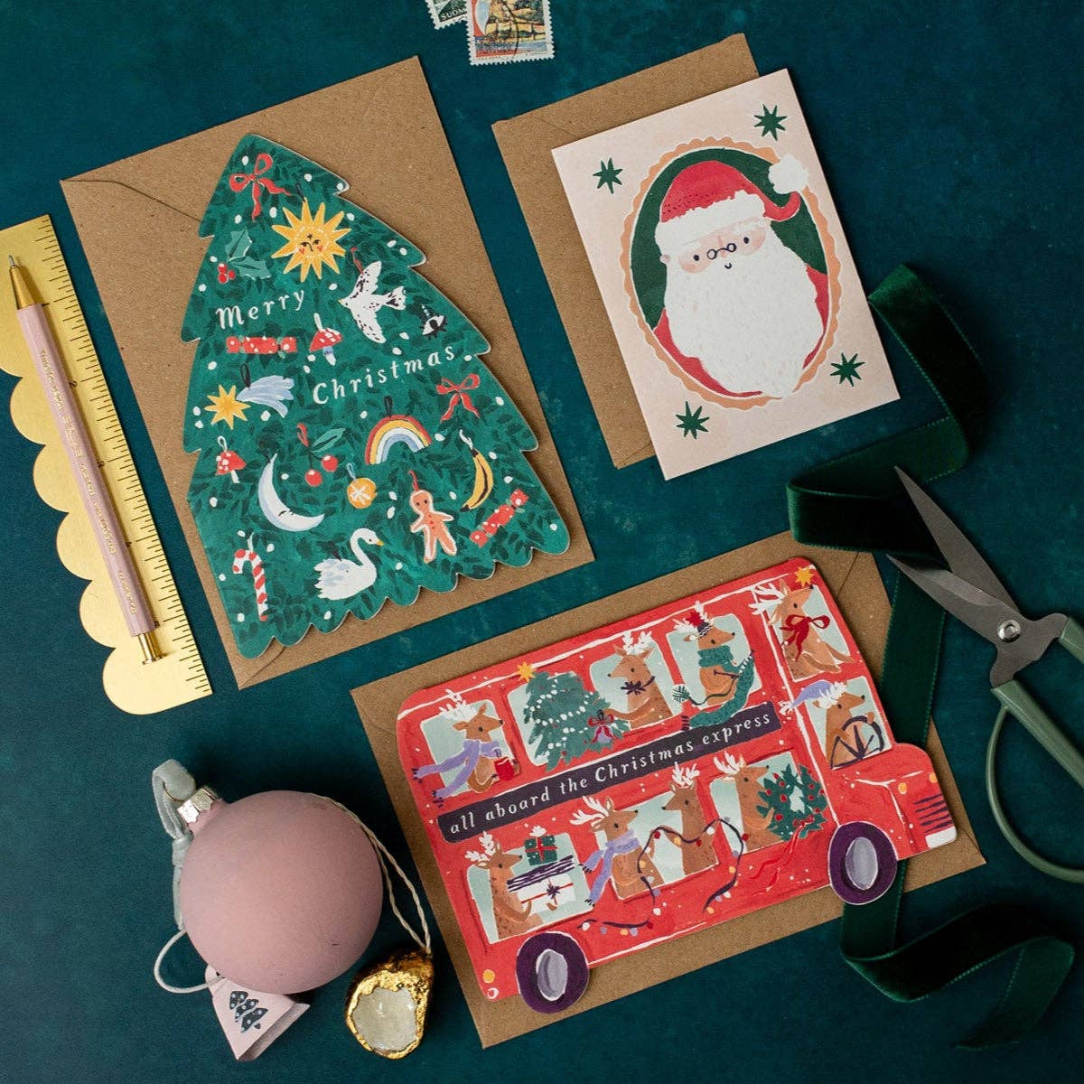 Kerstkaart in de vorm van een boom | Feestdagenkaarten | Kerstmis 2026