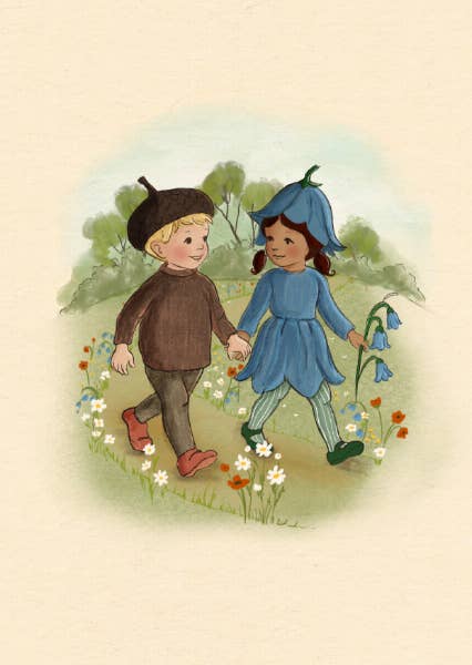 Ansichtkaart Acorn and Bluebell