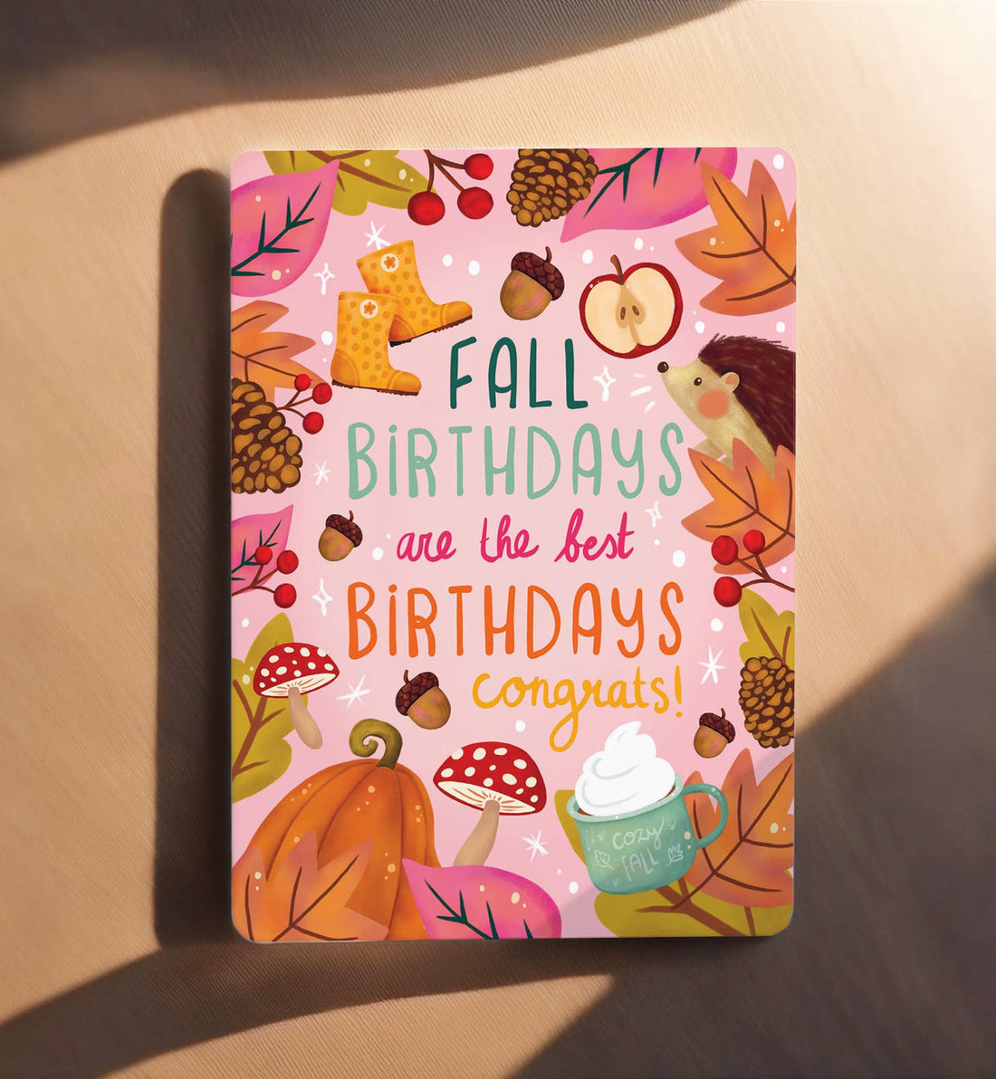 Kaart felicitatie verjaardag herfst paddestoel | Kaart Aniet Illustration