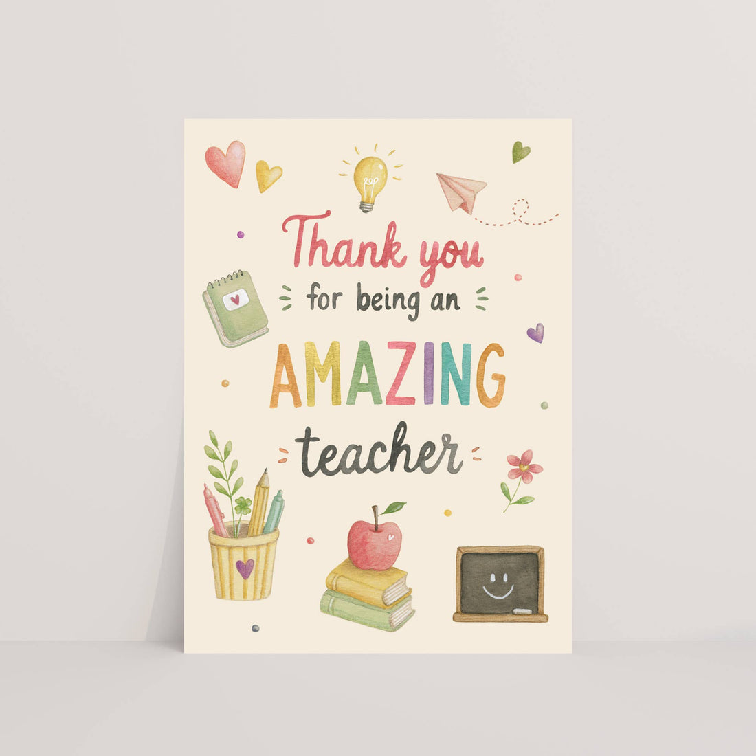 Ansichtkaart "thank you for being an amazing teacher" (roze) | Kaart Appeloogje