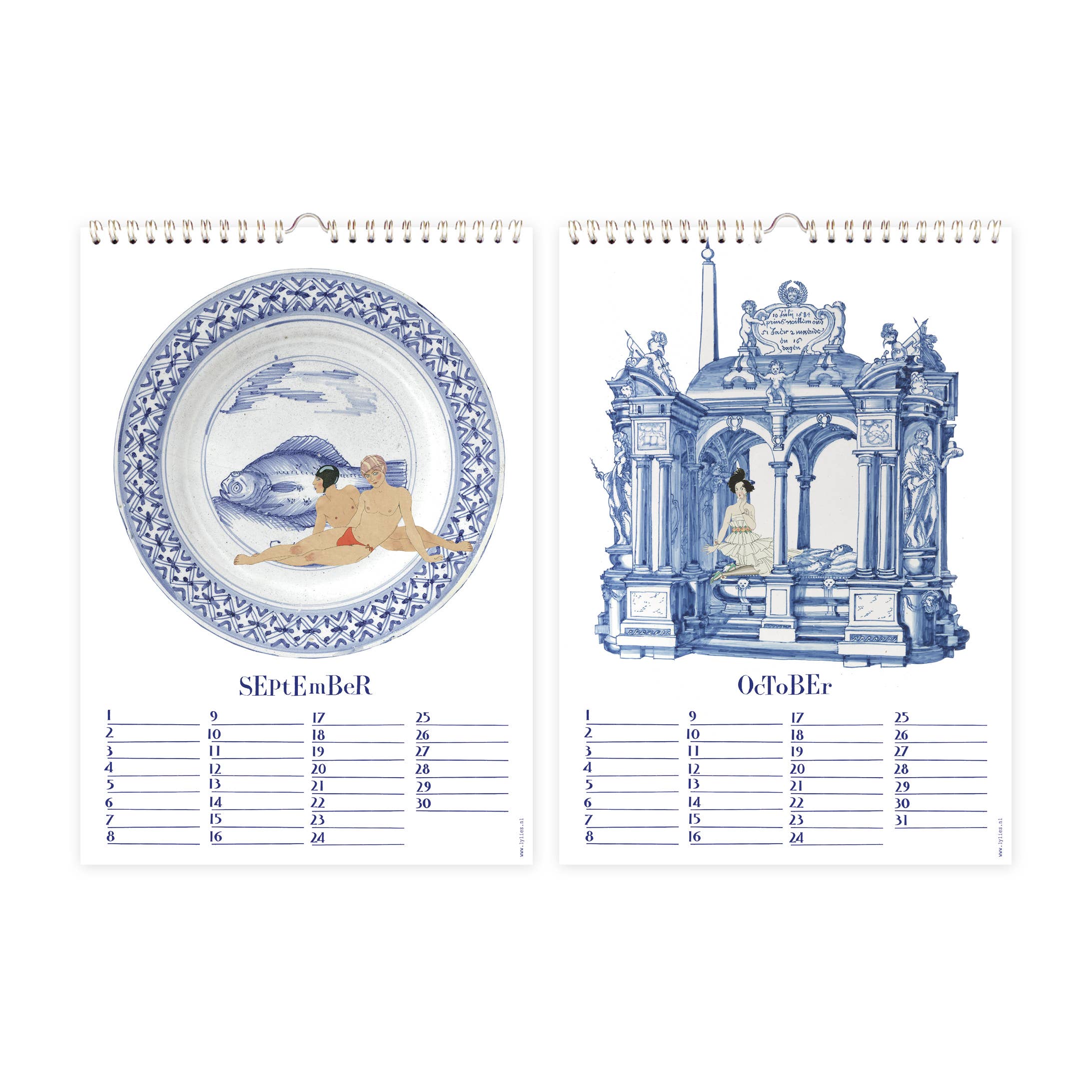 Verjaardagskalender 'Dutch Blue' collages Rijksmuseum A4