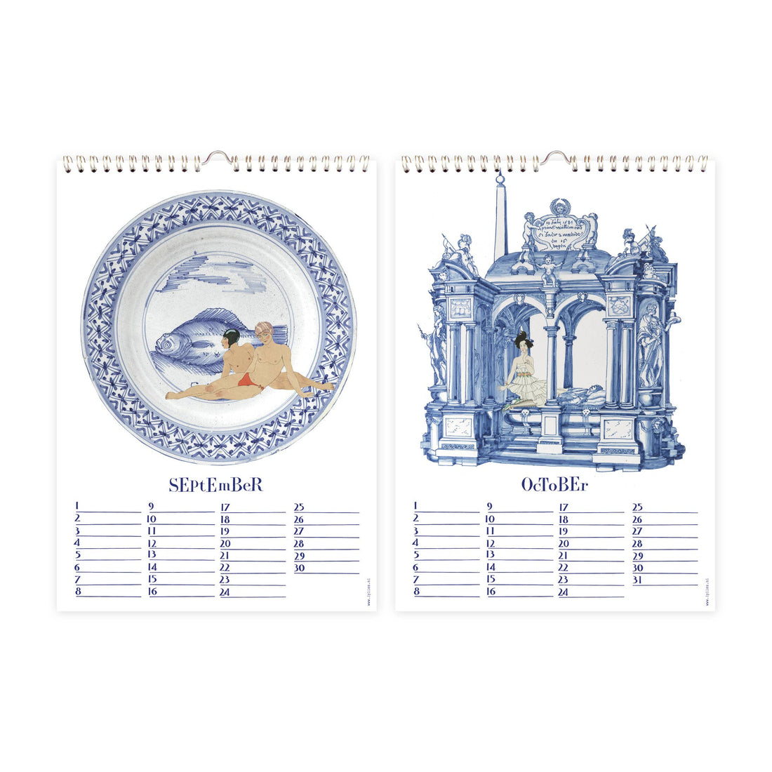 Verjaardagskalender 'Dutch Blue' collages Rijksmuseum A4