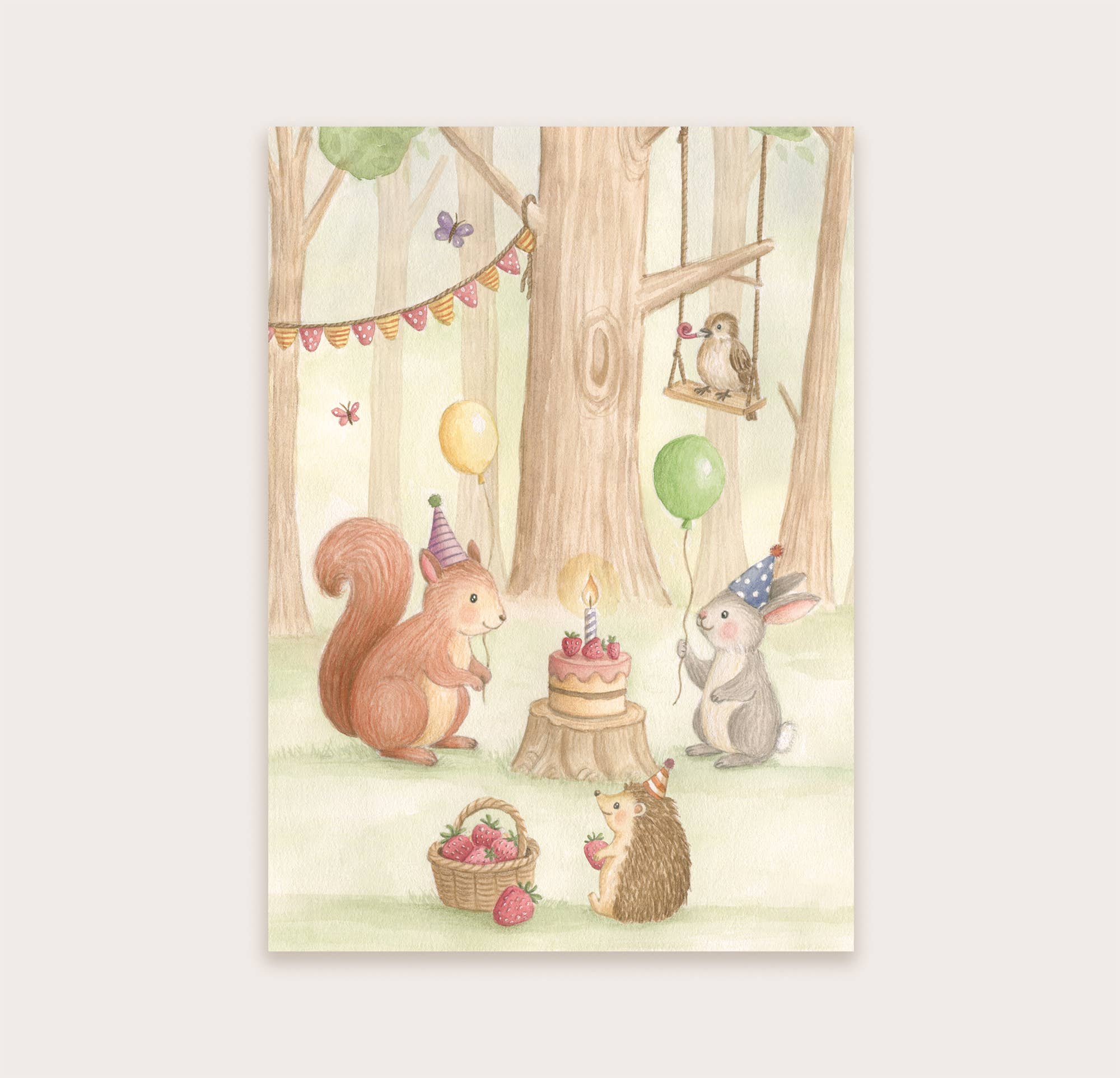 Ansichtkaart feestje in het bos | Kaart Appeloogje