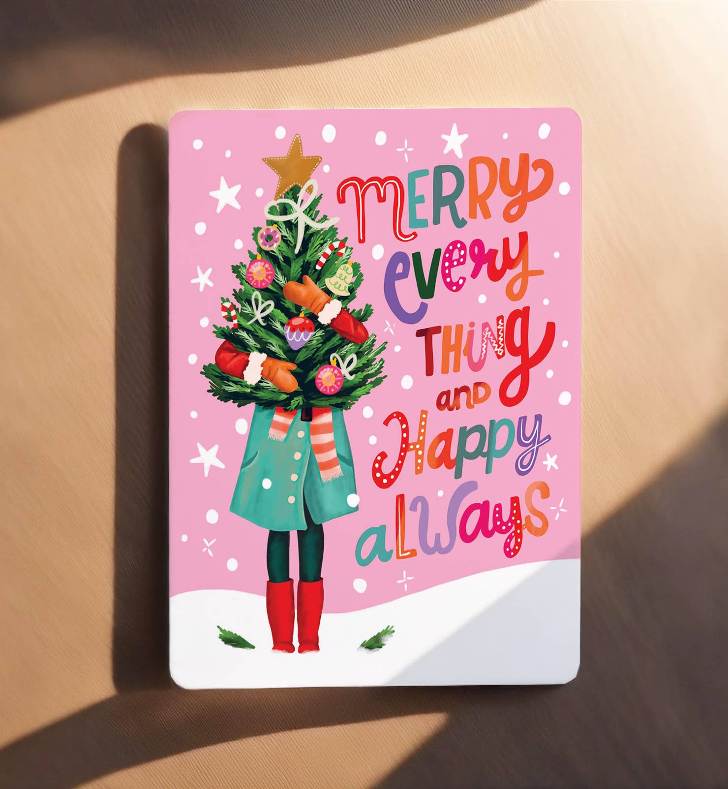 Kaart kerst vrouw met kerstboom feestdagen | Kaart Aniet Illustration