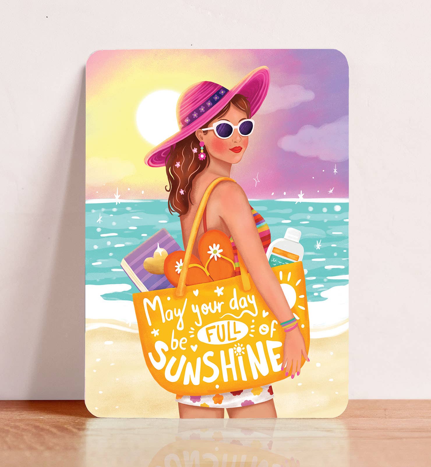 Kaart felicitatie verjaardag vrouw strand zomer ansichtkaart