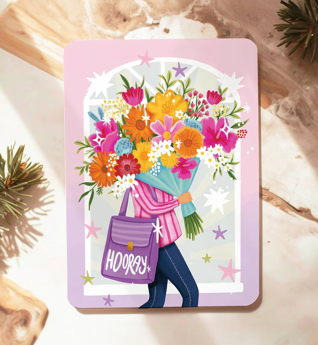 Kaart felicitatie vrouw boeket bloemen zomaar | Kaart Aniet Illustration