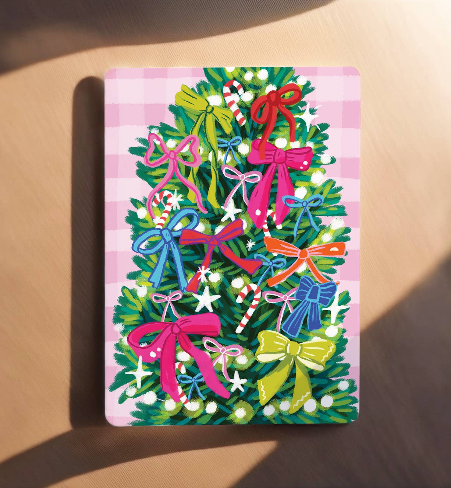 Kaart Kerstkaart kerstboom kleurrijke strikken | Kaart Aniet Illustration
