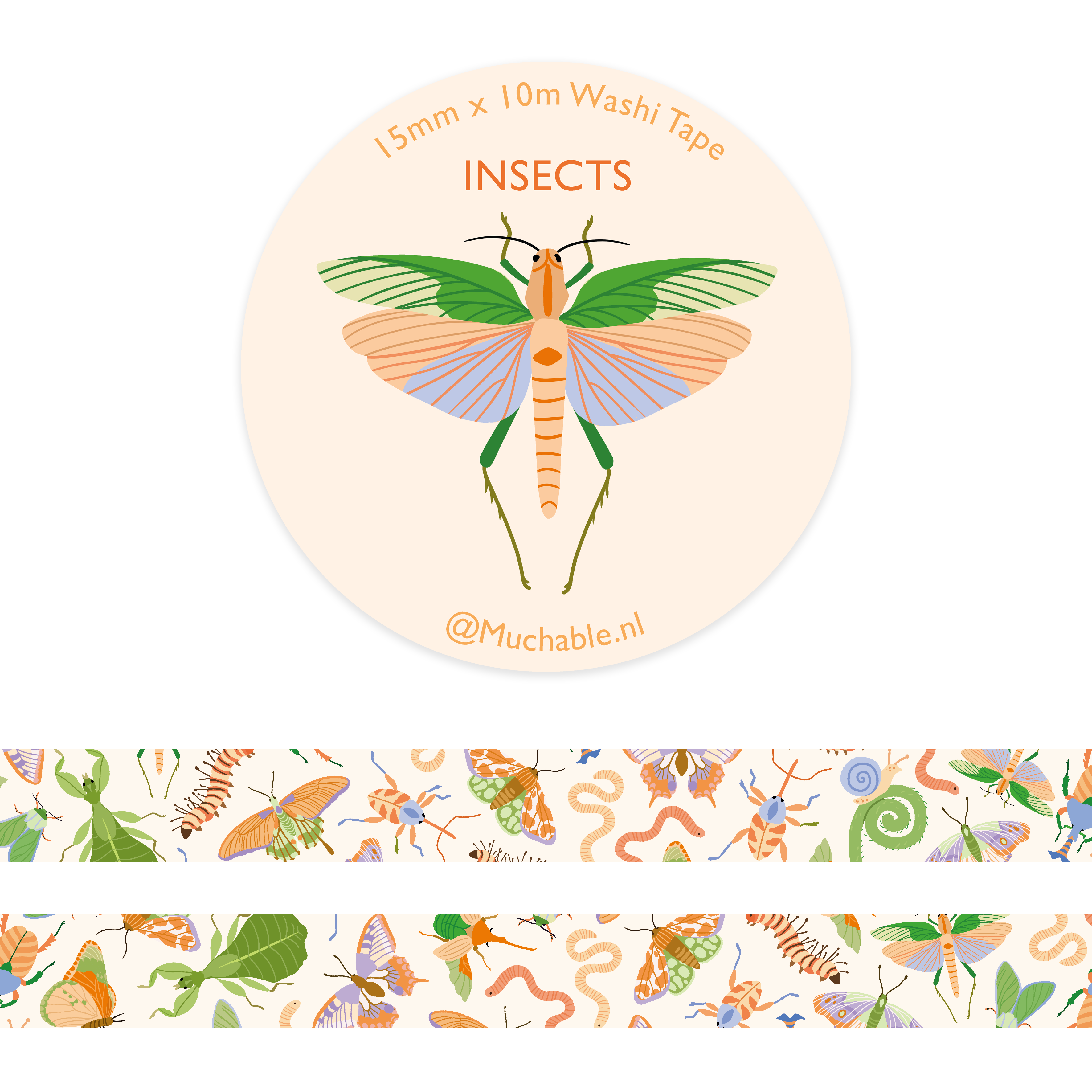 Washitape - insects - kriebel beestjes