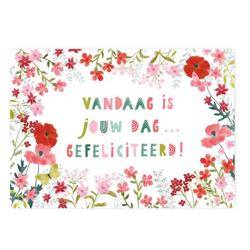 Kaart flowers Vandaag is jouw dag... gefeliciteerd! | Kaart The Lemonbird