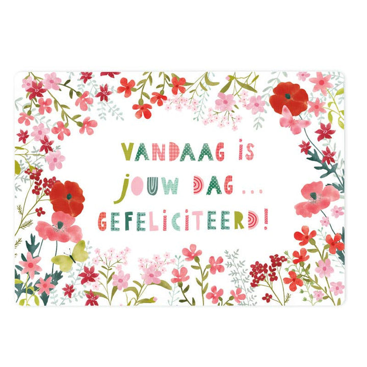 Kaart flowers Vandaag is jouw dag... gefeliciteerd! | Kaart The Lemonbird