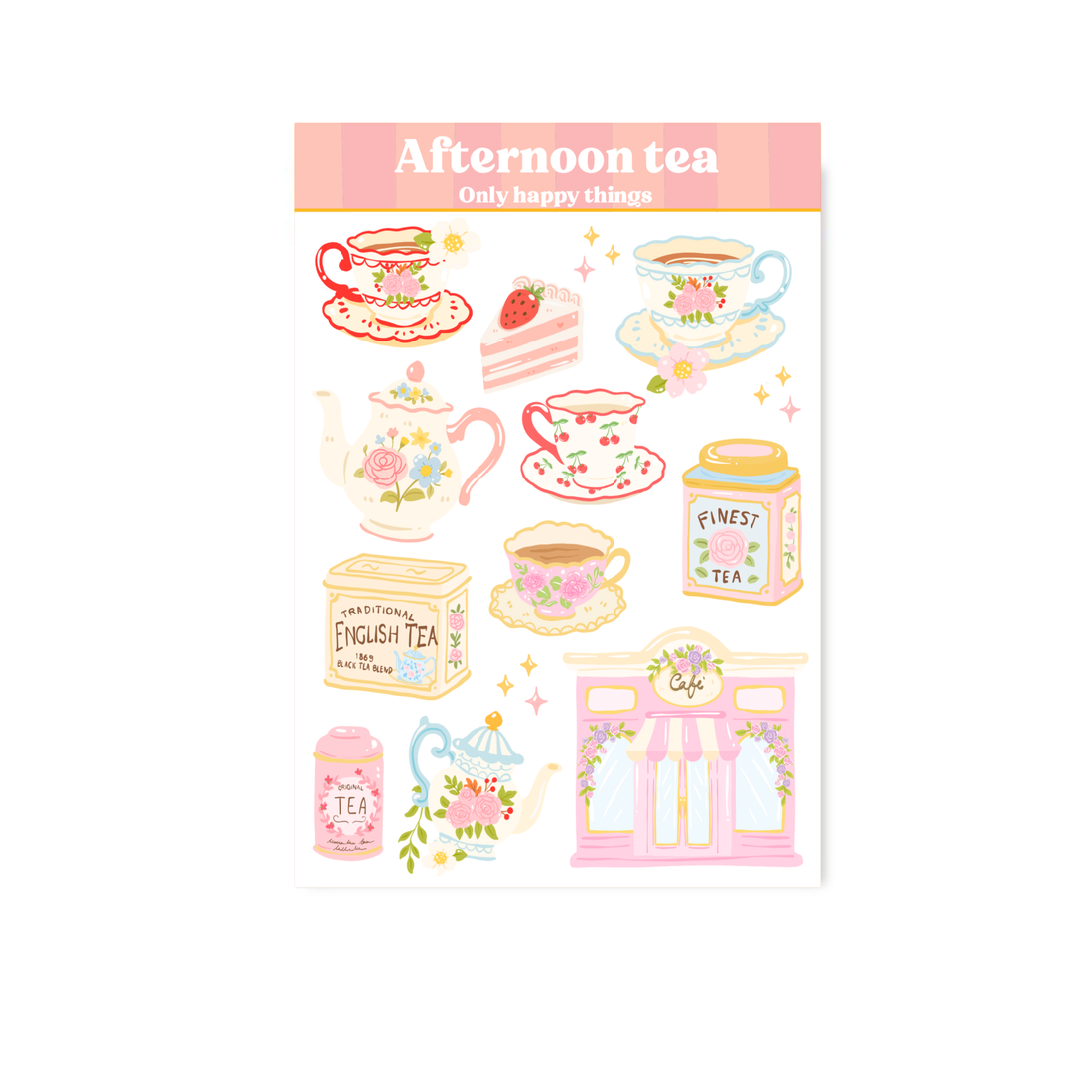 Stickervel Middagthee A6 | Stickervel Only Happy Things