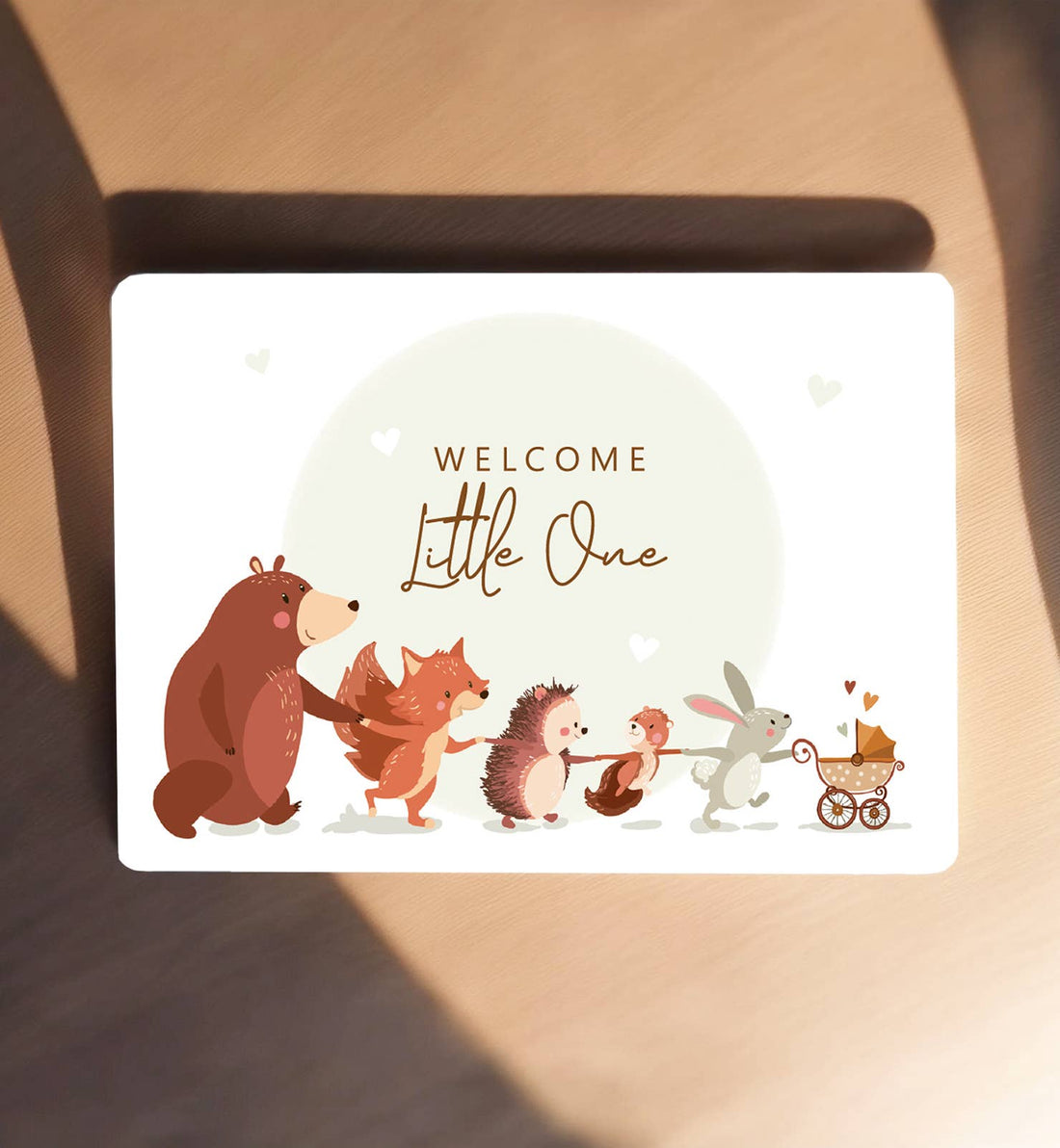 Kaart felicitatie geboorte bosdieren schattig | Kaart Aniet Illustration