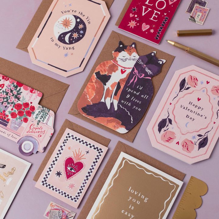 Kaarten met negen levens katten | Liefdeskaarten | Katten jubileumkaarten
