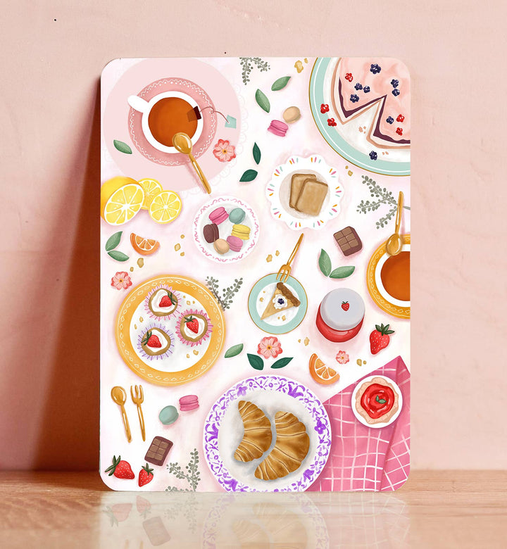Kaart zoetigheden taart thee café keuken illustratie zomaar | Kaart Aniet Illustration