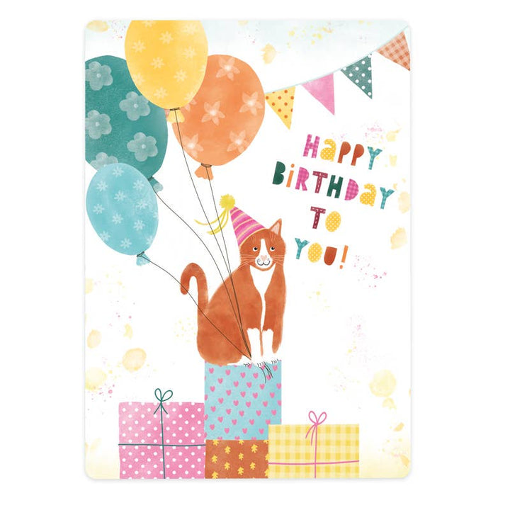 The Lemonbird kaart cat with party hat Happy birthday | Kaart The Lemonbird