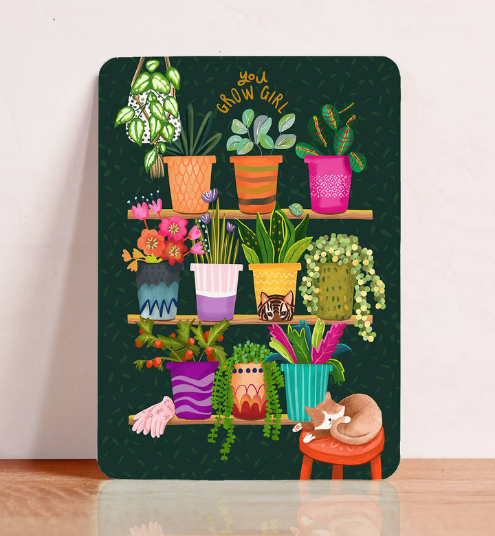 Kaart you grow girl motivatie planten kat zomaar illustratie | Kaart Aniet Illustration