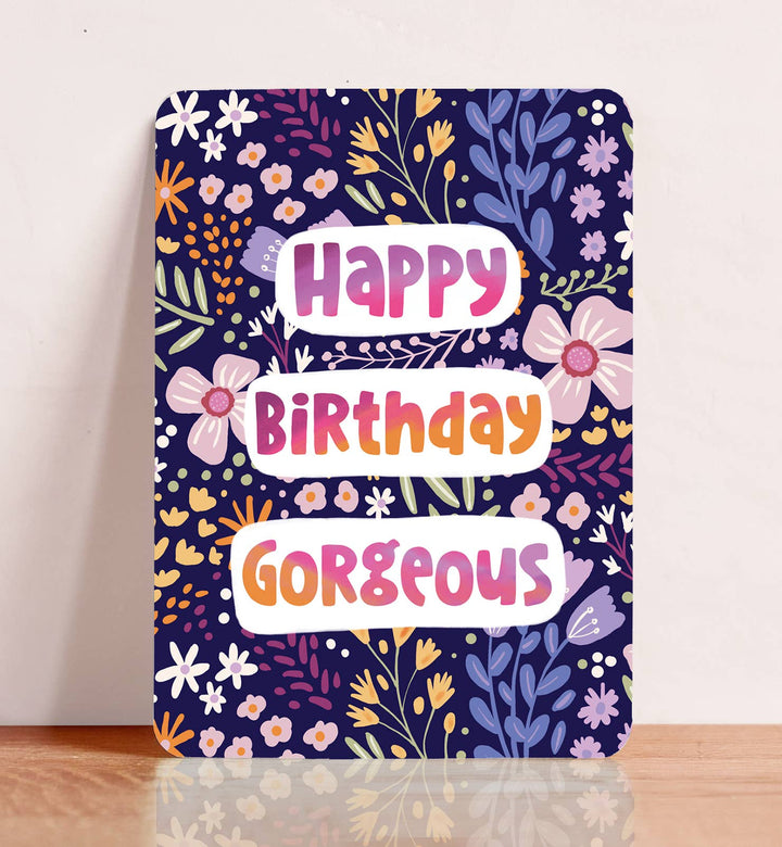 Kaart bloemen lila felicitatie verjaardag vrouw ansichtkaart