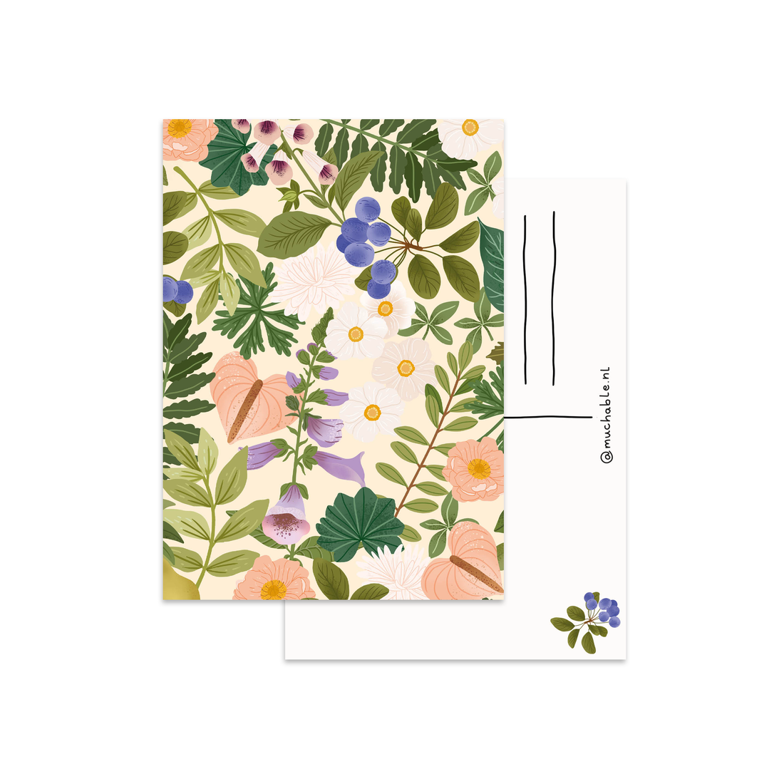 Ansichtkaart - patroon bloemen/flower print