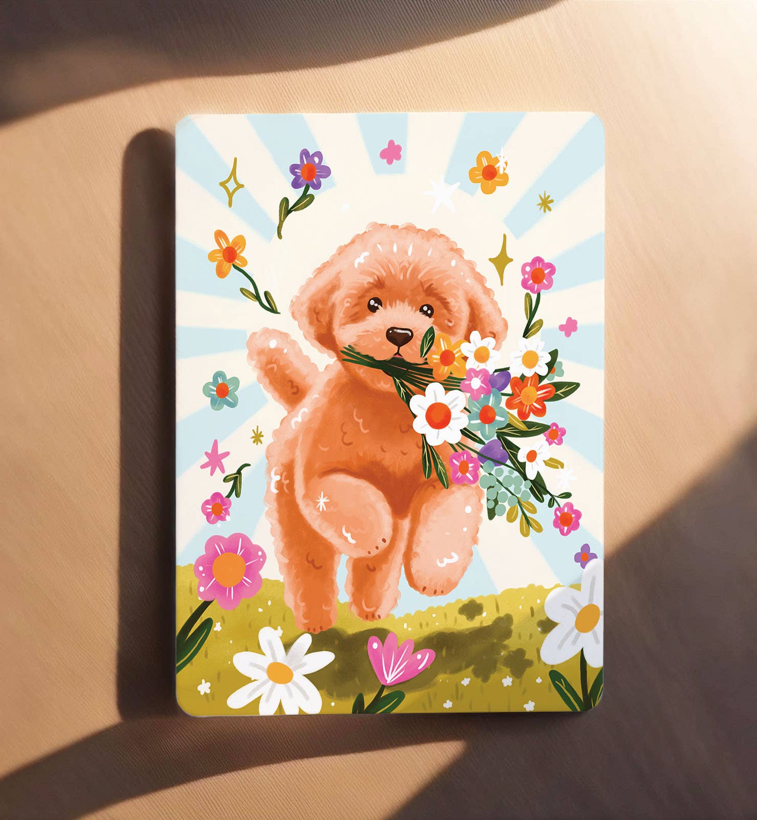 Kaart verjaardag hond bloemen zomaar bedankt ansichtkaart