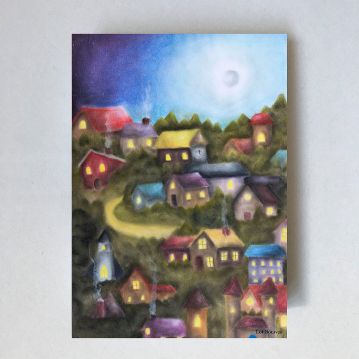 Sprookje 'Nachtstad' ansichtkaart | Kaart Lot Bouwes