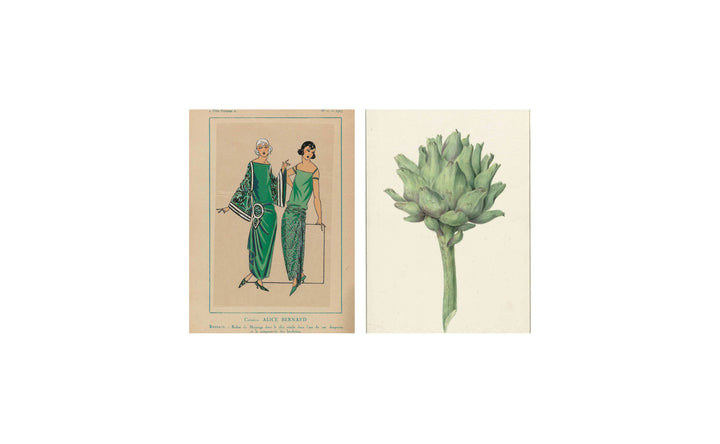 Postcard collage Museum-collectie - dame artisjok hoofd