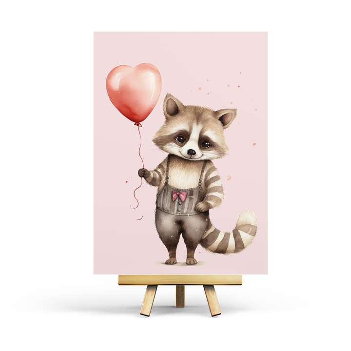 Valentine's Raccoon - Ansichtkaart