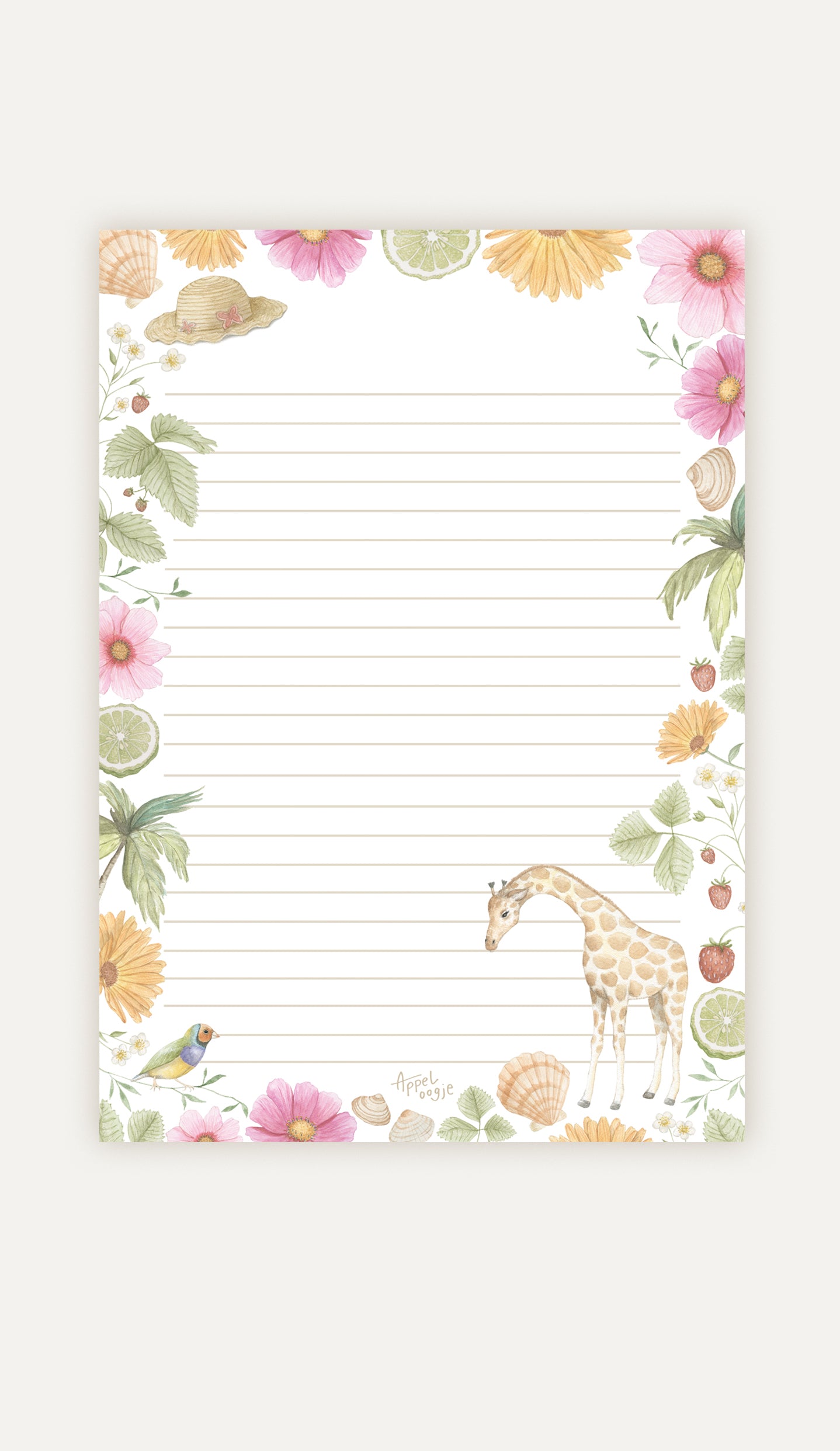 Notitieblok zomer giraffen A5 dubbelzijdig | Briefpapier Appeloogje