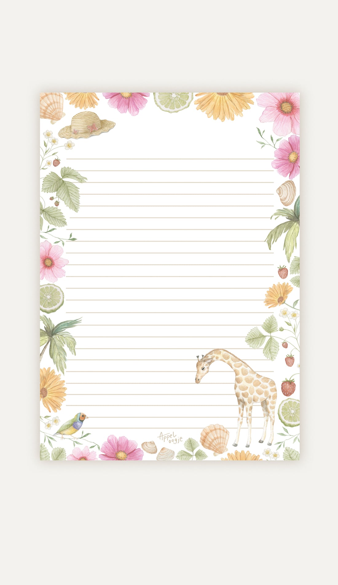 Notitieblok zomer giraffen A5 dubbelzijdig | Briefpapier Appeloogje