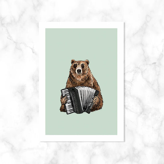 Beer met accordeon | Kaart Kaartstudio