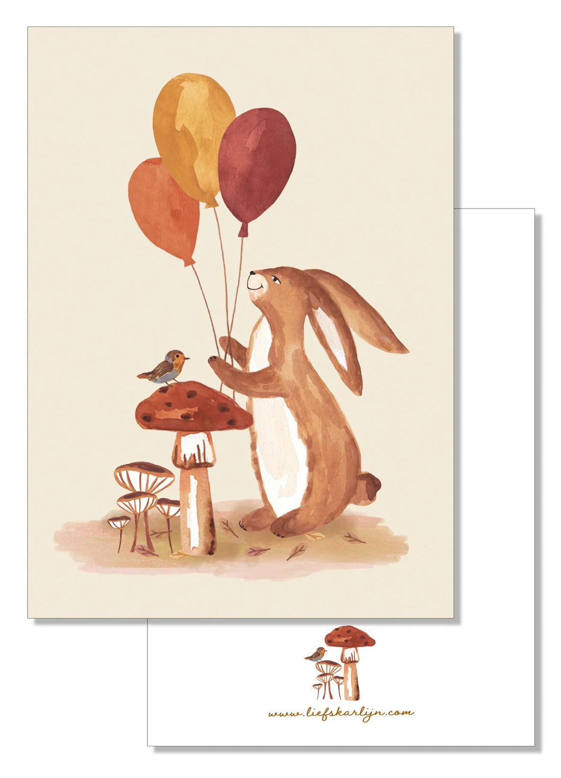 Konijn met ballonnen| Kaart LiefsKarlijn
