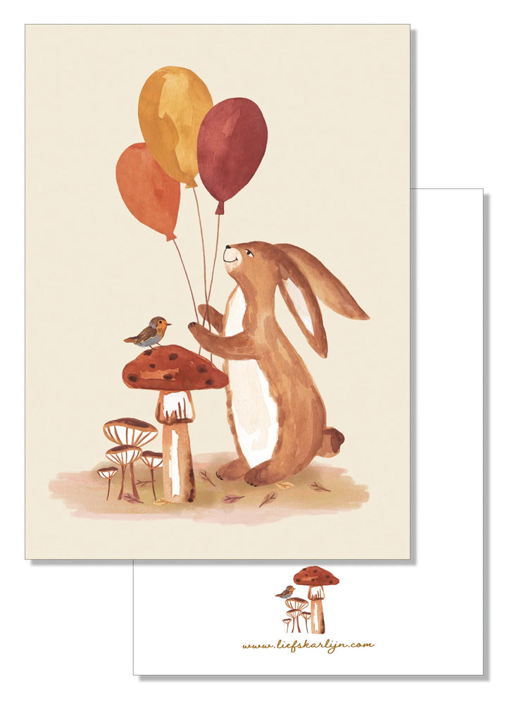 Konijn met ballonnen| Kaart LiefsKarlijn