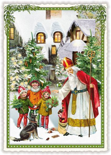 Sinterklaas en hond (PK1043) | Kaart Edition Tausendschön