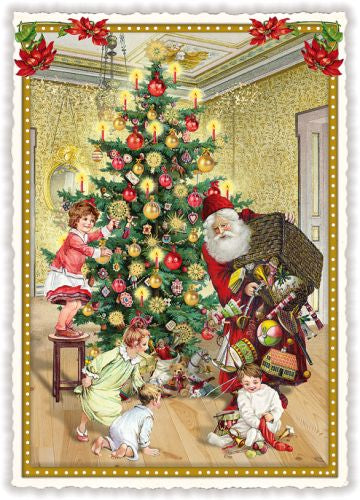 Kerstman met speelgoed  (PK1044) | Kaart Edition Tausendschön