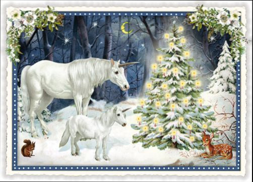 Eenhoorns met kerst  (PK1051) | Kaart Edition Tausendschön