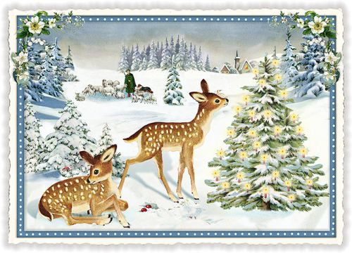 Hertjes met kerst  (PK1052) | Kaart Edition Tausendschön