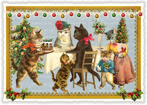Katten kerstdiner (PK1078) | Kaart Edition Tausendschön