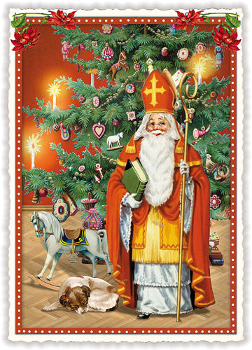Sint bij kerstboom (PK922) | Kaart Edition Tausendschön